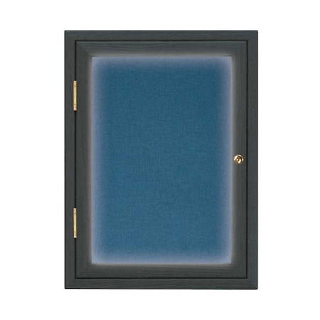 Single Door Enclosed Radius EZ Tack Board,36x36,Header,White/Green